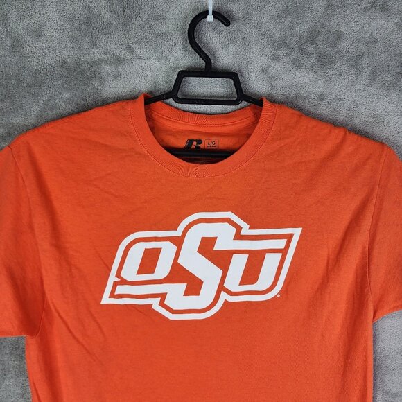 Mens Orange Russell Athletic Shirt OSU White Logo Short Sleeve Crew Neck Size L - Picture 4 of 11
